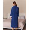 Ekouaer Women Zipper Robe Long Sleeve House Coats Velour Robes Soft Bathrobe with Pockets Nightgown S-3XL(Navy Blue)