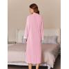 Ekouaer Women Zipper Robe Long Sleeve House Coats Velour Robes Soft Bathrobe with Pockets Nightgown S-3XL(Pink)