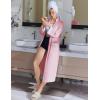 Ekouaer Women Zipper Robe Long Sleeve House Coats Velour Robes Soft Bathrobe with Pockets Nightgown S-3XL(Pink)