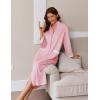 Ekouaer Women Zipper Robe Long Sleeve House Coats Velour Robes Soft Bathrobe with Pockets Nightgown S-3XL(Pink)