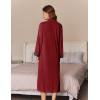 Ekouaer Women Zipper Robe Long Sleeve House Coats Velour Robes Soft Bathrobe with Pockets Nightgown S-3XL(Red)