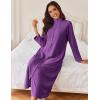 Ekouaer Women Zipper Robe Long Sleeves House Coat Soft Bathrobe Sleepwear with Pockets Housecoat Loungewear