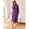 Ekouaer Women Zipper Robe Long Sleeves House Coat Soft Bathrobe Sleepwear with Pockets Housecoat Loungewear