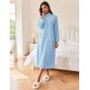 Ekouaer Women Zipper Robe Long Sleeves House Coat Soft Bathrobe Sleepwear with Pockets Housecoat Loungewear(A-light Blue)