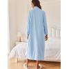Ekouaer Women Zipper Robe Long Sleeves House Coat Soft Bathrobe Sleepwear with Pockets Housecoat Loungewear(A-light Blue)