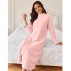 Ekouaer Women Zipper Robe Long Sleeves House Coat Soft Bathrobe Sleepwear with Pockets Housecoat Loungewear(A-light Pink)
