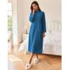 Ekouaer Women Zipper Robe Long Sleeves House Coat Soft Bathrobe Sleepwear with Pockets Housecoat Loungewear(A-navy)