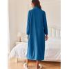 Ekouaer Women Zipper Robe Long Sleeves House Coat Soft Bathrobe Sleepwear with Pockets Housecoat Loungewear(A-navy)
