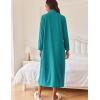 Ekouaer Women Zipper Robe Long Sleeves House Coat Soft Bathrobe Sleepwear with Pockets Housecoat Loungewear(A-teal)