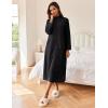 Ekouaer Women Zipper Robe Long Sleeves House Coat Soft Bathrobe Sleepwear with Pockets Housecoat Loungewear(Black)