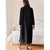 Ekouaer Women Zipper Robe Long Sleeves House Coat Soft Bathrobe Sleepwear with Pockets Housecoat Loungewear(Black)