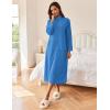 Ekouaer Women Zipper Robe Long Sleeves House Coat Soft Bathrobe Sleepwear with Pockets Housecoat Loungewear(Blue)