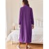 Ekouaer Women Zipper Robe Long Sleeves House Coat Soft Bathrobe Sleepwear with Pockets Housecoat Loungewear(Bright Purple)