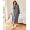 Ekouaer Women Zipper Robe Long Sleeves House Coat Soft Bathrobe Sleepwear with Pockets Housecoat Loungewear(Dark Gray)
