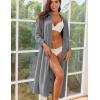 Ekouaer Women Zipper Robe Long Sleeves House Coat Soft Bathrobe Sleepwear with Pockets Housecoat Loungewear(Dark Gray)