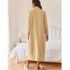 Ekouaer Women Zipper Robe Long Sleeves House Coat Soft Bathrobe Sleepwear with Pockets Housecoat Loungewear(Khaki)