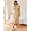 Ekouaer Women Zipper Robe Long Sleeves House Coat Soft Bathrobe Sleepwear with Pockets Housecoat Loungewear(Khaki)