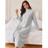 Ekouaer Women Zipper Robe Long Sleeves House Coat Soft Bathrobe Sleepwear with Pockets Housecoat Loungewear(Light Gray)