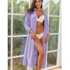 Ekouaer Women Zipper Robe Long Sleeves House Coat Soft Bathrobe Sleepwear with Pockets Housecoat Loungewear(Light Purple)