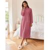 Ekouaer Women Zipper Robe Long Sleeves House Coat Soft Bathrobe Sleepwear with Pockets Housecoat Loungewear(Pale Violet Red)