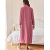 Ekouaer Women Zipper Robe Long Sleeves House Coat Soft Bathrobe Sleepwear with Pockets Housecoat Loungewear(Pale Violet Red)