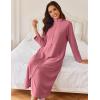 Ekouaer Women Zipper Robe Long Sleeves House Coat Soft Bathrobe Sleepwear with Pockets Housecoat Loungewear(Pale Violet Red)