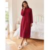 Ekouaer Women Zipper Robe Long Sleeves House Coat Soft Bathrobe Sleepwear with Pockets Housecoat Loungewear(Wine Red)