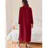 Ekouaer Women Zipper Robe Long Sleeves House Coat Soft Bathrobe Sleepwear with Pockets Housecoat Loungewear(Wine Red)