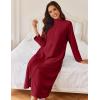 Ekouaer Women Zipper Robe Long Sleeves House Coat Soft Bathrobe Sleepwear with Pockets Housecoat Loungewear(Wine Red)