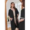 Ekouaer Women Zipper Robe Short Sleeve Duster Housecoat Short Bathrobes Zip Front Nightgown with Pockets S-3XL(Black)