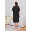 Ekouaer Women Zipper Robe Short Sleeve Duster Housecoat Short Bathrobes Zip Front Nightgown with Pockets S-3XL(Black)