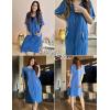 Ekouaer Women Zipper Robe Short Sleeve Duster Housecoat Short Bathrobes Zip Front Nightgown with Pockets S-3XL(Blue)