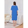 Ekouaer Women Zipper Robe Short Sleeve Duster Housecoat Short Bathrobes Zip Front Nightgown with Pockets S-3XL(Blue)
