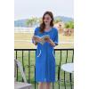 Ekouaer Women Zipper Robe Short Sleeve Duster Housecoat Short Bathrobes Zip Front Nightgown with Pockets S-3XL(Blue)