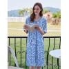 Ekouaer Women Zipper Robe Short Sleeve Duster Housecoat Short Bathrobes Zip Front Nightgown with Pockets S-3XL(Blue Floral)