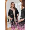 Ekouaer Women Zipper Robe Short Sleeve Duster Housecoat Short Bathrobes Zip Front Nightgown with Pockets S-3XL(Cherry Blossoms)