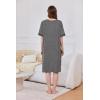 Ekouaer Women Zipper Robe Short Sleeve Duster Housecoat Short Bathrobes Zip Front Nightgown with Pockets S-3XL(Dark Gray)