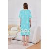 Ekouaer Women Zipper Robe Short Sleeve Duster Housecoat Short Bathrobes Zip Front Nightgown with Pockets S-3XL(Green Floral)