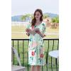 Ekouaer Women Zipper Robe Short Sleeve Duster Housecoat Short Bathrobes Zip Front Nightgown with Pockets S-3XL(Green Flower)