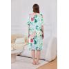 Ekouaer Women Zipper Robe Short Sleeve Duster Housecoat Short Bathrobes Zip Front Nightgown with Pockets S-3XL(Green Flower)