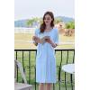 Ekouaer Women Zipper Robe Short Sleeve Duster Housecoat Short Bathrobes Zip Front Nightgown with Pockets S-3XL(Light Blue)