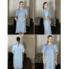 Ekouaer Women Zipper Robe Short Sleeve Duster Housecoat Short Bathrobes Zip Front Nightgown with Pockets S-3XL(Light Blue)