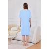 Ekouaer Women Zipper Robe Short Sleeve Duster Housecoat Short Bathrobes Zip Front Nightgown with Pockets S-3XL(Light Blue)