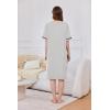 Ekouaer Women Zipper Robe Short Sleeve Duster Housecoat Short Bathrobes Zip Front Nightgown with Pockets S-3XL(Light Grey)
