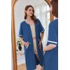 Ekouaer Women Zipper Robe Short Sleeve Duster Housecoat Short Bathrobes Zip Front Nightgown with Pockets S-3XL(Navy)