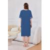 Ekouaer Women Zipper Robe Short Sleeve Duster Housecoat Short Bathrobes Zip Front Nightgown with Pockets S-3XL(Navy)