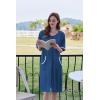 Ekouaer Women Zipper Robe Short Sleeve Duster Housecoat Short Bathrobes Zip Front Nightgown with Pockets S-3XL(Navy)