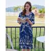 Ekouaer Women Zipper Robe Short Sleeve Duster Housecoat Short Bathrobes Zip Front Nightgown with Pockets S-3XL(Navy Floral)