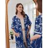 Ekouaer Women Zipper Robe Short Sleeve Duster Housecoat Short Bathrobes Zip Front Nightgown with Pockets S-3XL(Navy Floral)