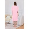 Ekouaer Women Zipper Robe Short Sleeve Duster Housecoat Short Bathrobes Zip Front Nightgown with Pockets S-3XL(Pink)